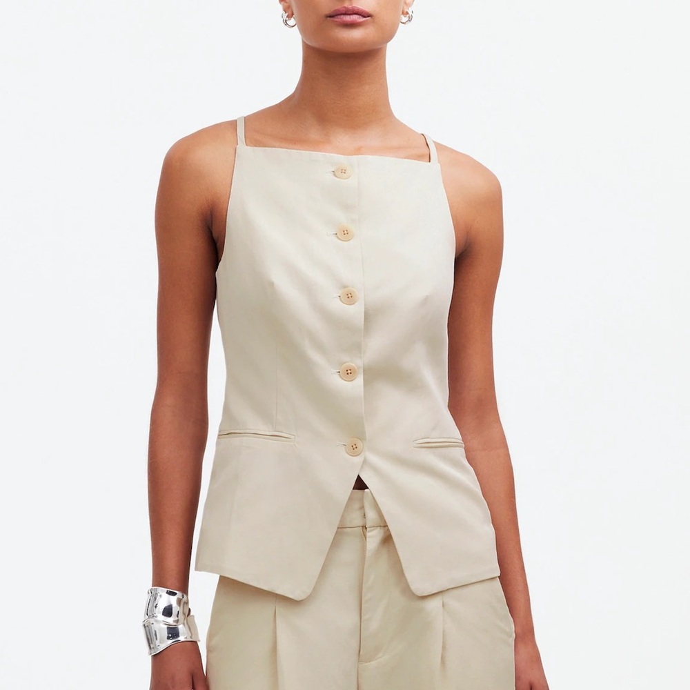 Madewell Cream Button-Front Square Neck Cami, size 4, NWT